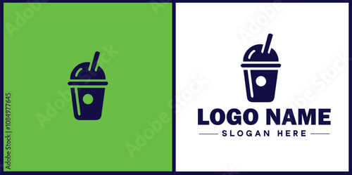 Bubble Tea Shop icon Boba tea shop Pearl milk tea shop Bubble drink café flat logo sign symbol editable vector