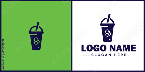 Wallpaper Mural Bubble Tea Shop icon Boba tea shop Pearl milk tea shop Bubble drink café flat logo sign symbol editable vector Torontodigital.ca