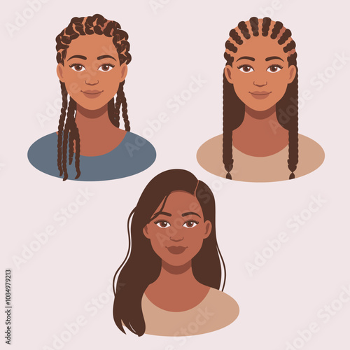 Vintage Barber Shop Logos: Stylish Vector Hairstyles for Your Design.	