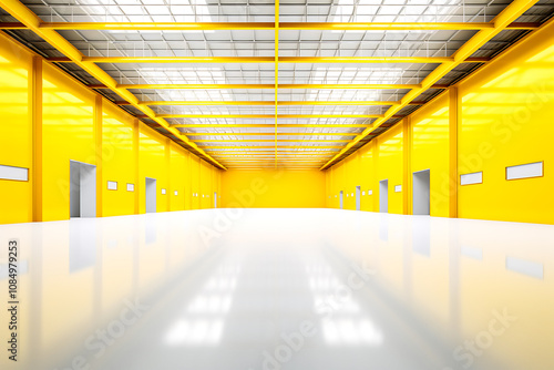 Photo Create a warehouse with a yellow and white background and a white background.