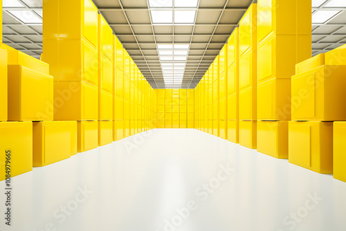 Photo Create a warehouse with a yellow and white background and a white background.