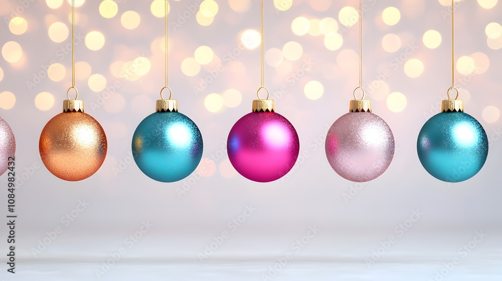 Obraz premium Colorful Christmas Ornaments with Blurry Background