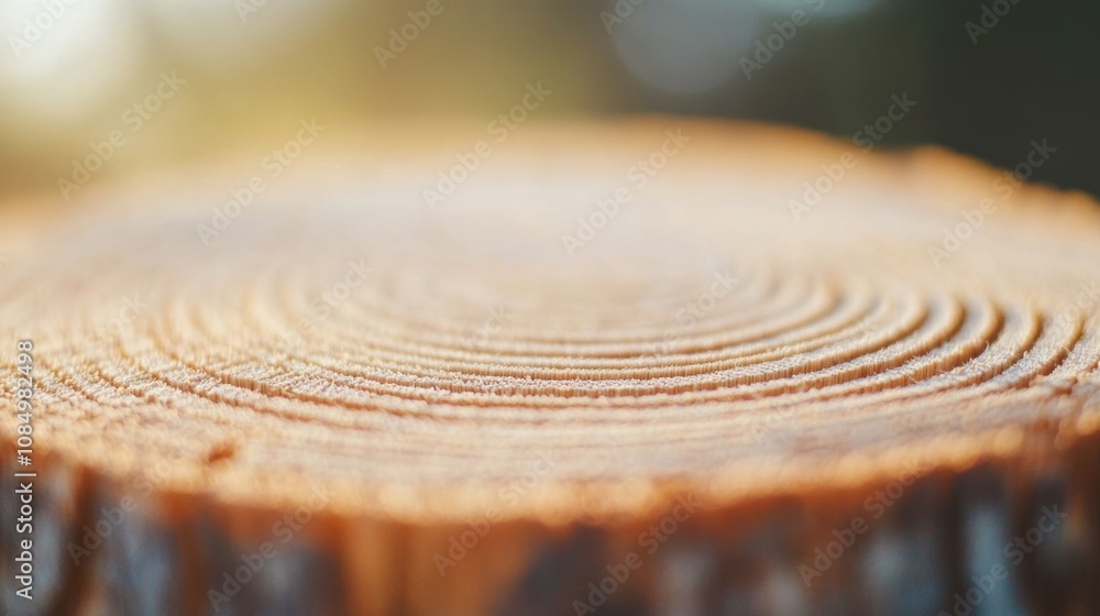 Detailed rings of wood showcase the age and growth history of a tree in a tranquil outdoor environment at sunset Detailed rings of wood showcase the age and growth history of a tree in a tranquil outdoor environment at sunset