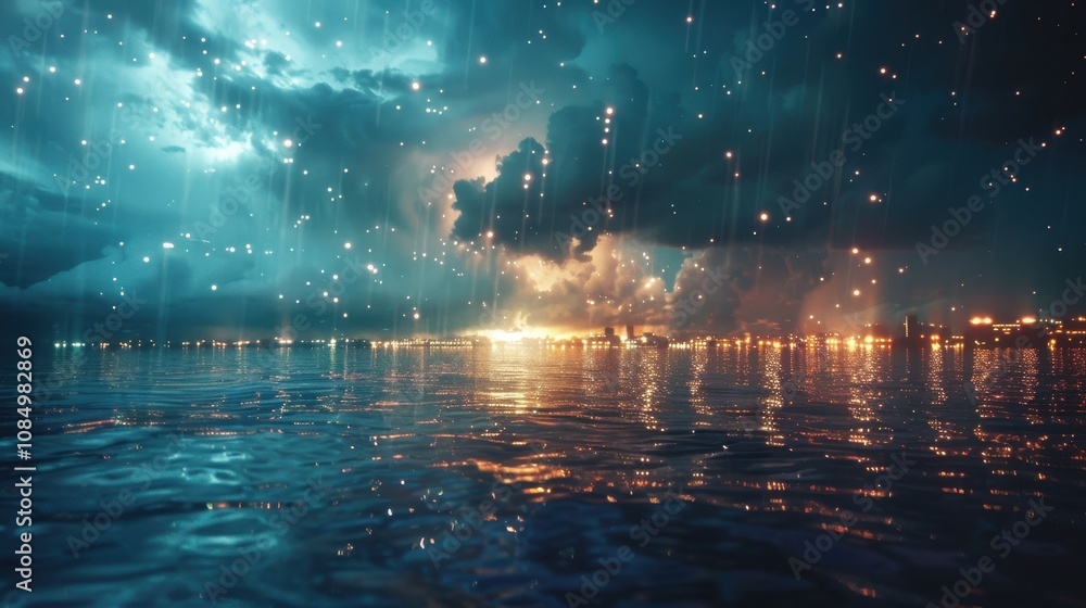 Obraz premium The abstract storm is a captivating sight. Lightning and rain add to the dramatic atmosphere.