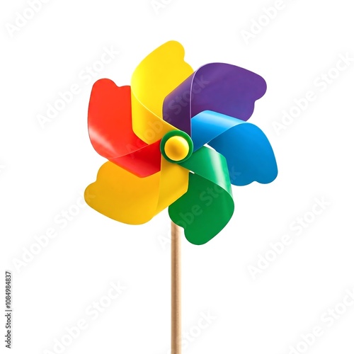 Colorful pinwheel toy isolated on white background, toy for kids photo