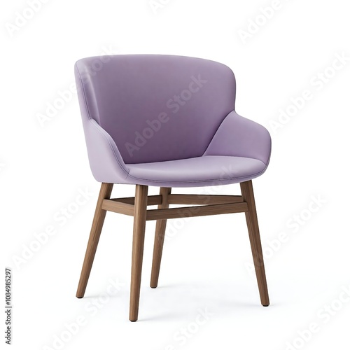 Modern armchair in light purple color isolated on white background, furniture home decoration design