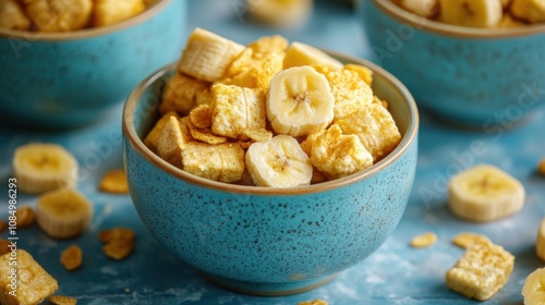 Crunchy Banana Snack in Colorful Bowl