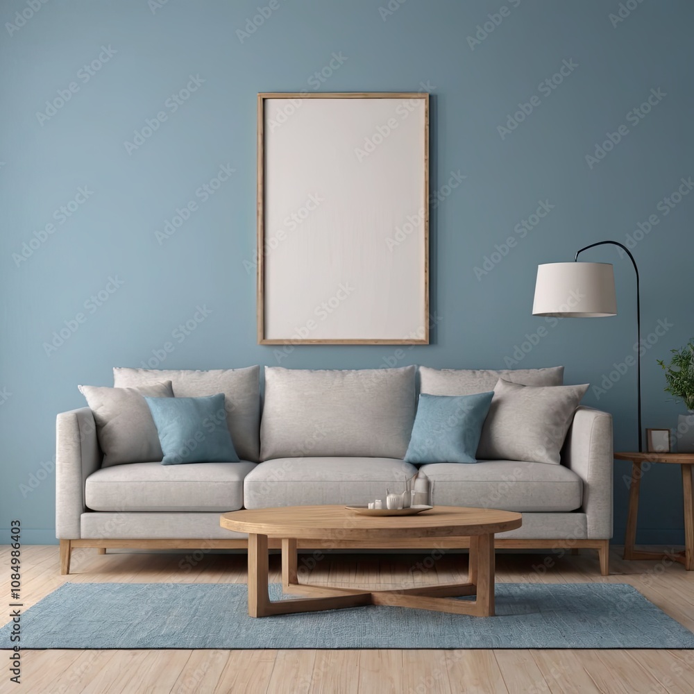 Cozy Modern Living Room Interior with Elegant Furniture and Blank Canvas on Blue sky Wall – 3D Rendering
Cozy Modern Living Room Interior with Elegant Furniture and Blank Canvas on Blue sky Wall – 3D Rendering
