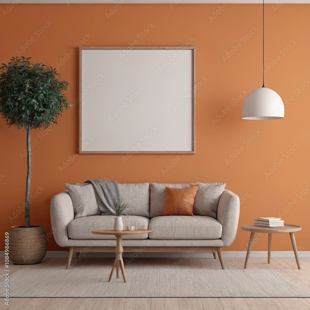Cozy Modern Living Room Interior with Elegant Furniture and Blank Canvas on Orange Wall – 3D Rendering
Cozy Modern Living Room Interior with Elegant Furniture and Blank Canvas on Orange Wall – 3D Rendering