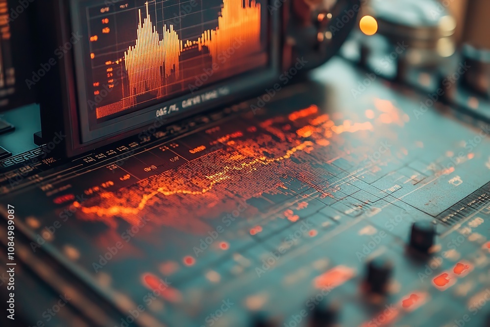 Obraz premium Seismograph showing precise earthquake data. Generative Ai