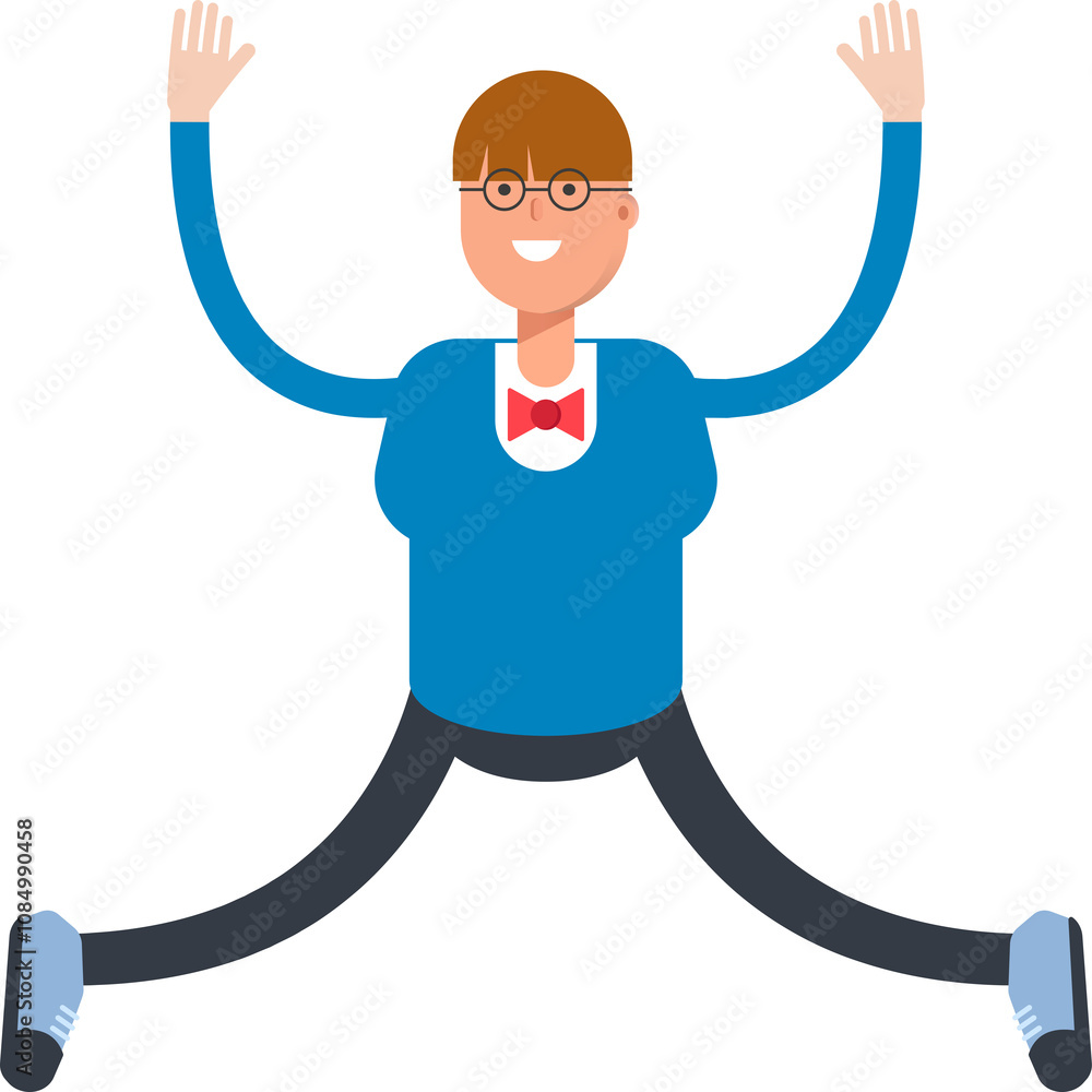 Boy with Bowtie Suit Character Relaxing and Jumping Illustration
Boy with Bowtie Suit Character Relaxing and Jumping Illustration