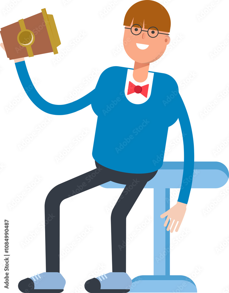 Boy with Bowtie Suit Character Drinking Coffee
Boy with Bowtie Suit Character Drinking Coffee
