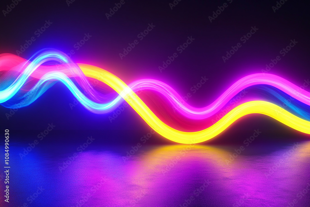 Colorful Light Trails with Glowing Neon Waves and Vibrant Energy Flow Colorful Light Trails with Glowing Neon Waves and Vibrant Energy Flow