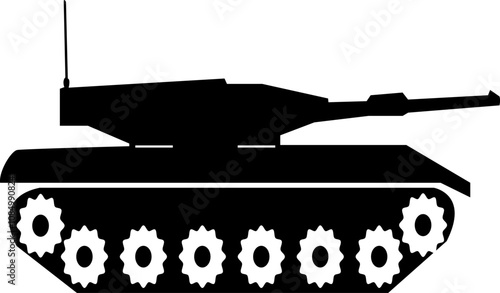 Black military tank icon on white background.illustration of a tank