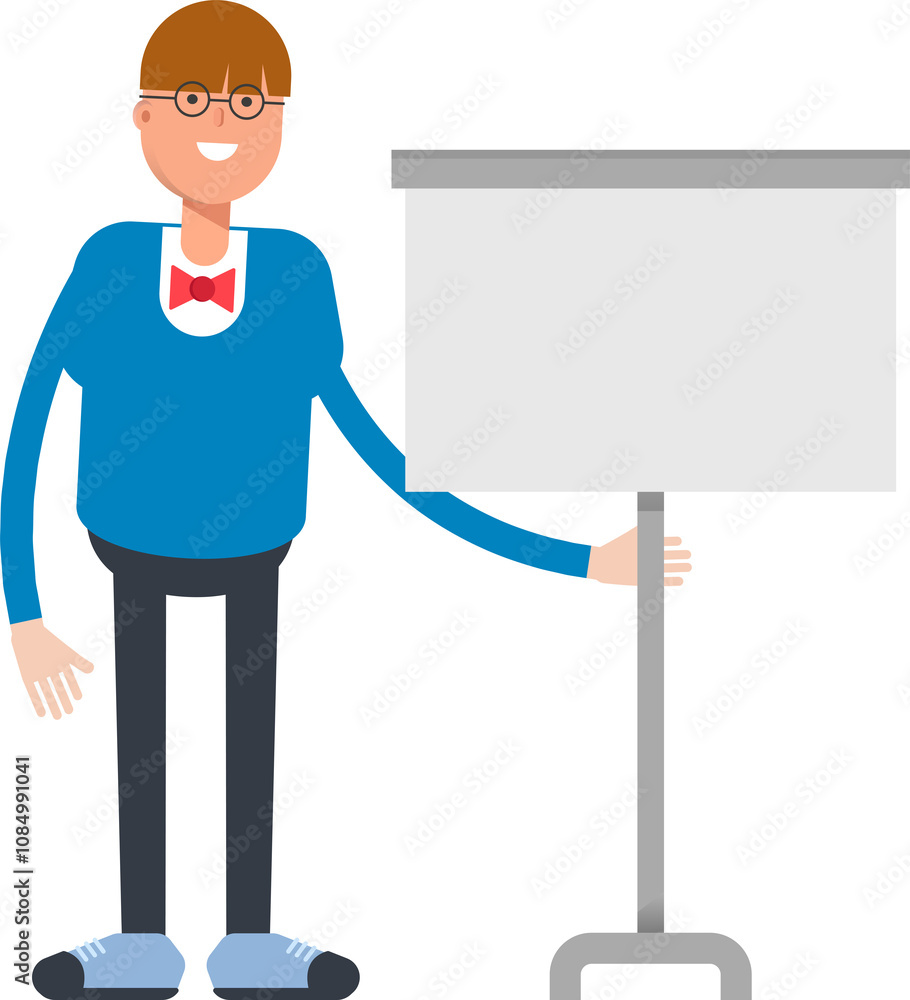 Boy with Bowtie Suit Character Presenting Whiteboard
Boy with Bowtie Suit Character Presenting Whiteboard