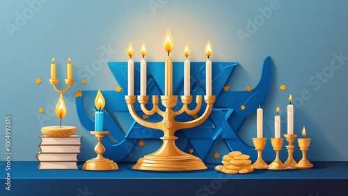 hanukkah menorah with candles