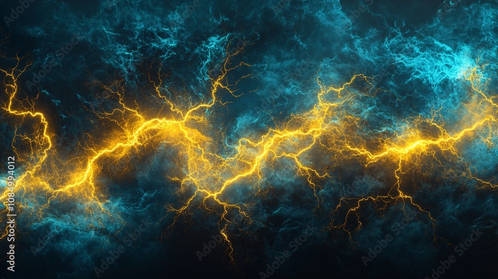 Abstract Blue and Gold Lightning Background Abstract Blue and Gold Lightning Background