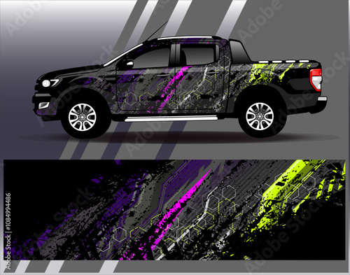 Car wrap design vector. Graphic abstract stripe racing background designs for vehicle, rally, race, adventure and car racing livery