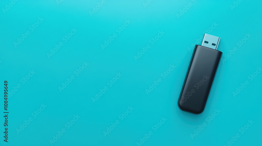 Black USB Flash Drive on a Vibrant Background Black USB Flash Drive on a Vibrant Background