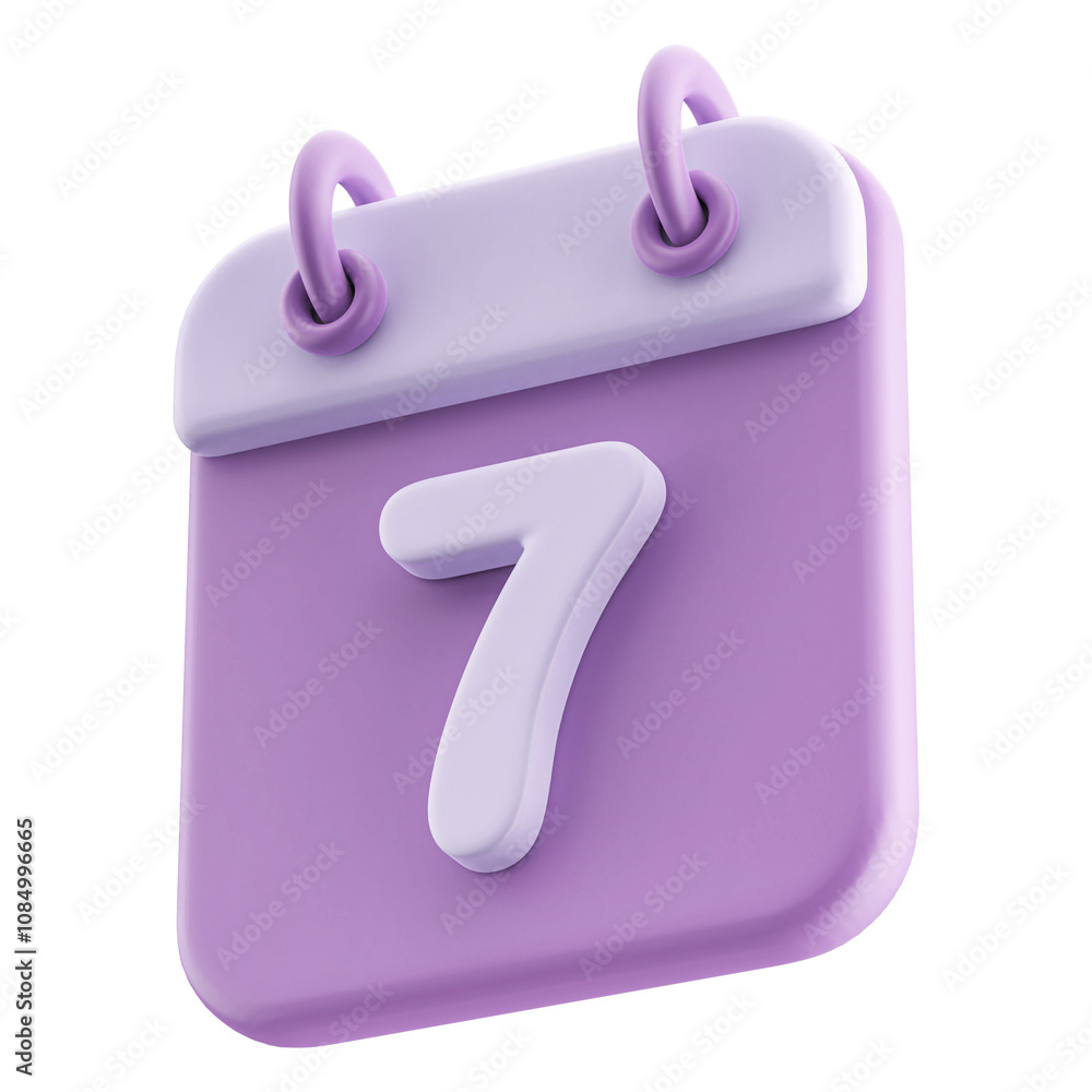 3D Calendar Icon White Date 7 3D Calendar Icon White Date 7