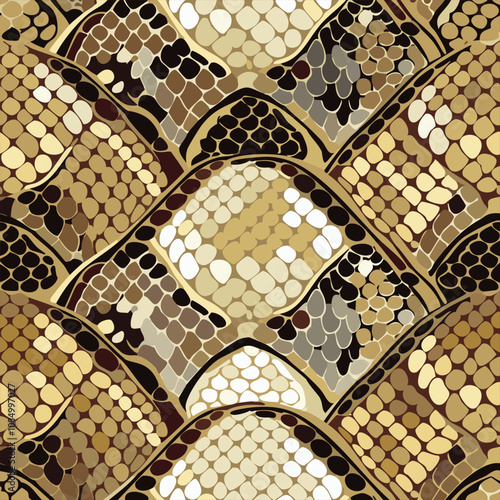 Seamless pattern with snakeskin skin. Vector illustration in brown tones.