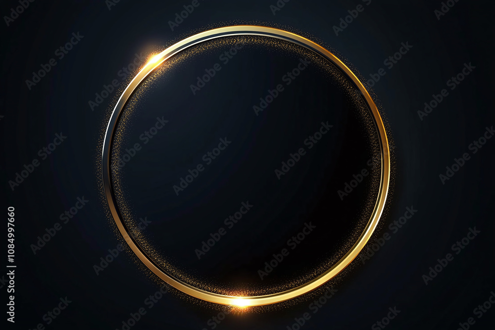 Golden Ring with Glowing Particles on a Dark Background Golden Ring with Glowing Particles on a Dark Background