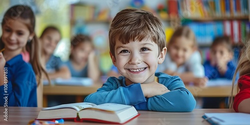 Smiling Boy in Classroom: A Joyful Moment of Learning