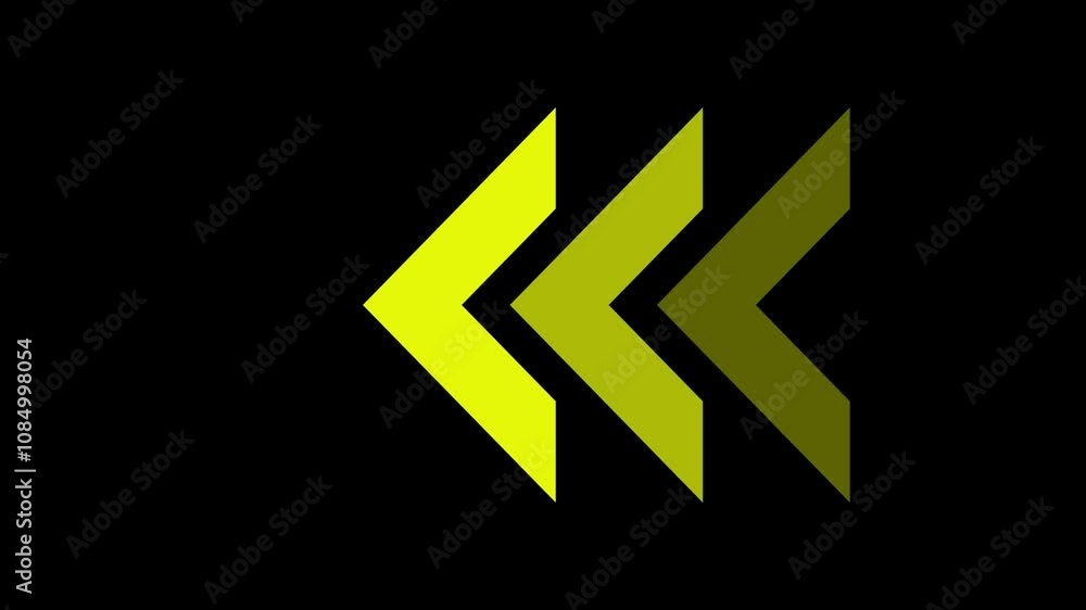 Arrow animation. Moving arrow pointing to the left. arrow pointing right to left direction on black background. Arrow animation. Moving arrow pointing to the left. arrow pointing right to left direction on black background.
