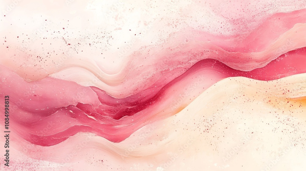 Fototapeta premium Abstract pink beige blend ripple with rough texture, lively poster header design, Generative AI