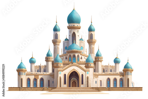 Wallpaper Mural A whimsical palace with turquoise domes and intricate architecture, evoking fantasy themes. Torontodigital.ca