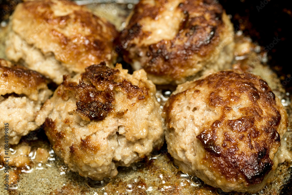 cutlets fried in a pan cutlets fried in a pan