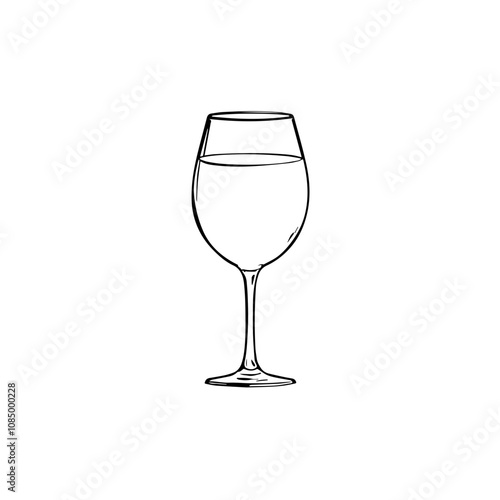 Wine glass illustration, black and white style