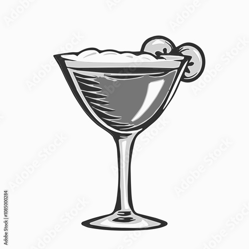 Cocktail glass illustration, festive design, party drink