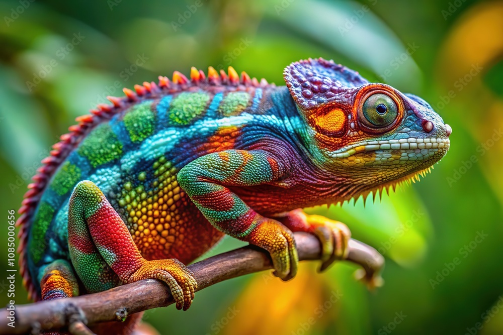Obraz premium Panther Chameleon Exploration - Graceful Charm in Sharp Focus