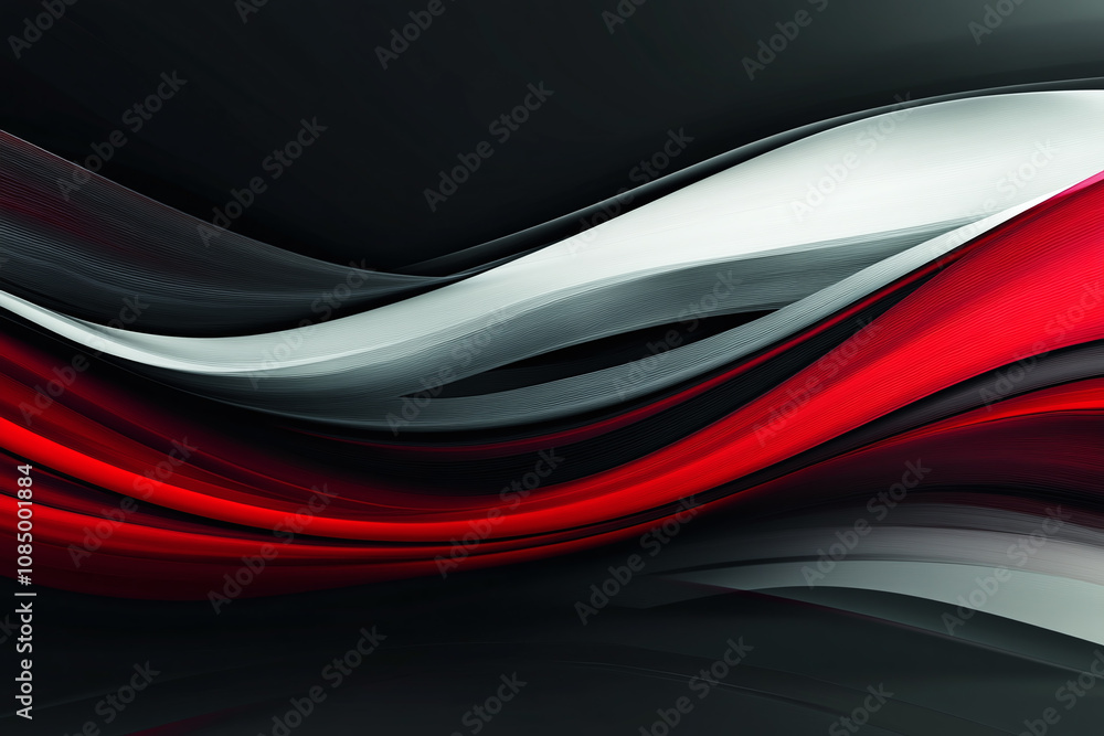 Naklejka premium Futuristic Red and Black Abstract Design with Geometric Lines and Metallic Accents 