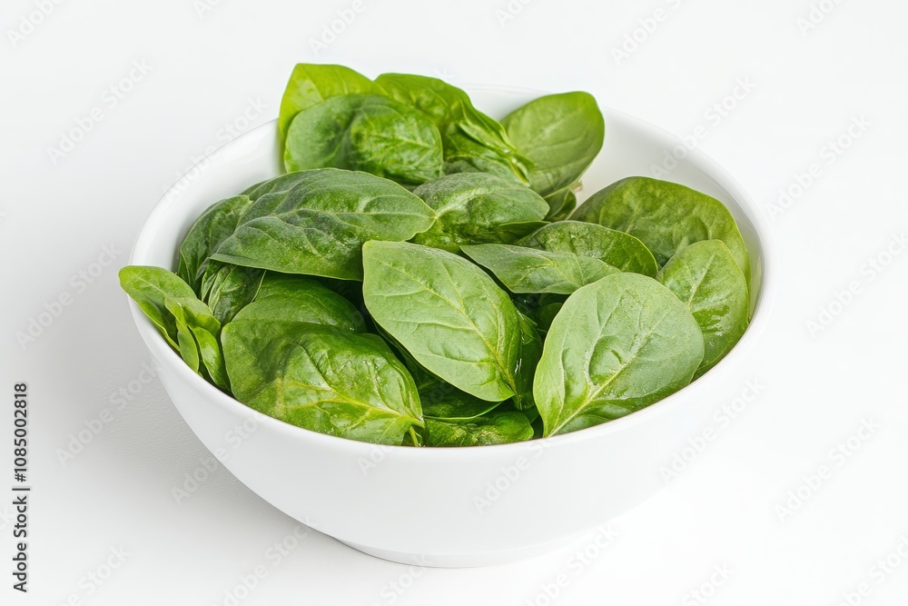 Fresh and Vibrant Spinach Leaves in a White Bowl on a Light Background Ideal for Healthy Eating, Nutrition, Culinary Use, or Organic Food Concepts Fresh and Vibrant Spinach Leaves in a White Bowl on a Light Background Ideal for Healthy Eating, Nutrition, Culinary Use, or Organic Food Concepts