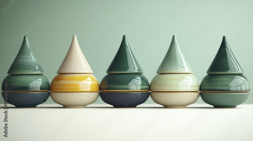 Elegant Display of Contemporary Ceramic Containers with Unique Shapes and Colors, Perfect for Modern Home Decor and Artistic Interior Design Inspiration Elegant Display of Contemporary Ceramic Containers with Unique Shapes and Colors, Perfect for Modern Home Decor and Artistic Interior Design Inspiration