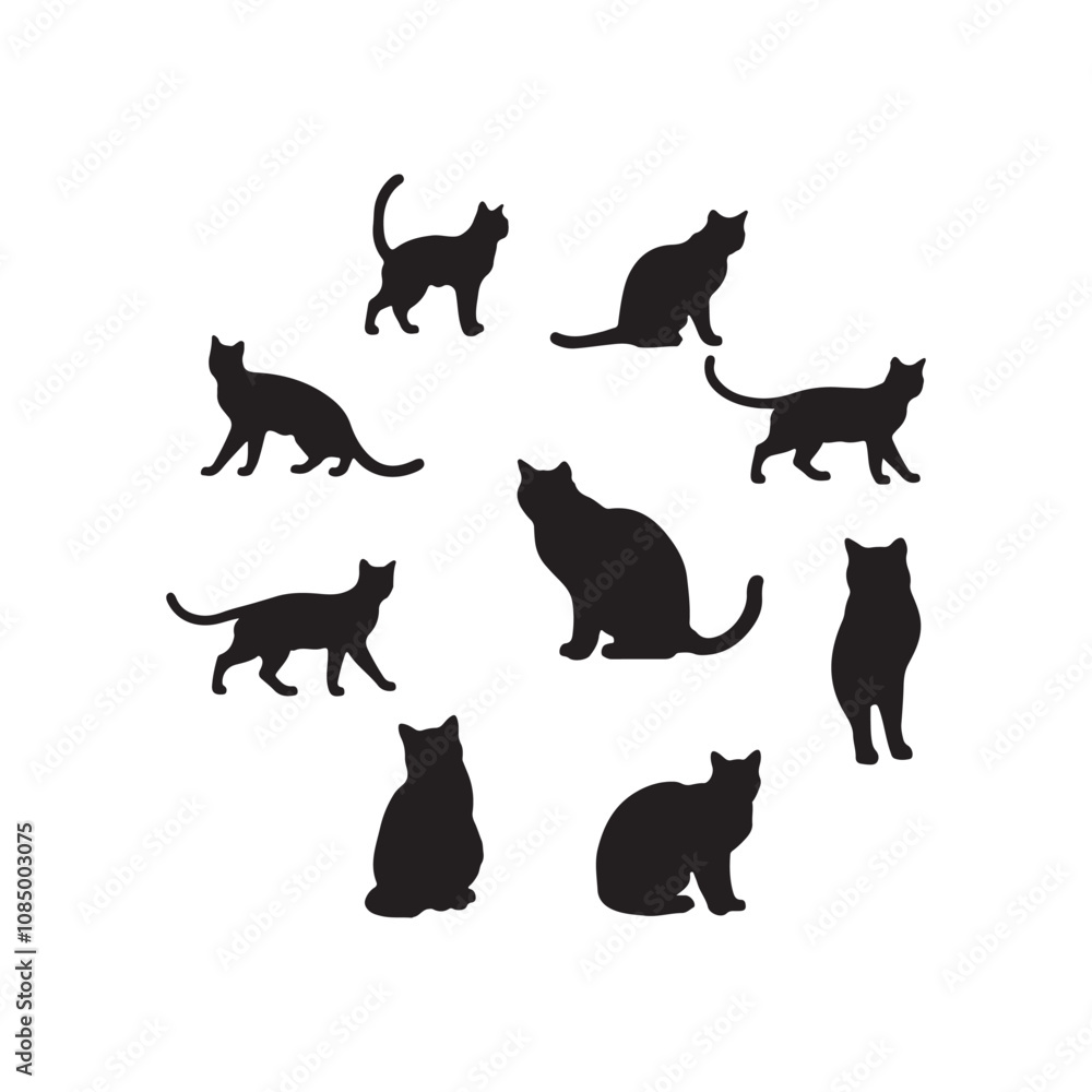 Fototapeta cat silhouette flat illustration