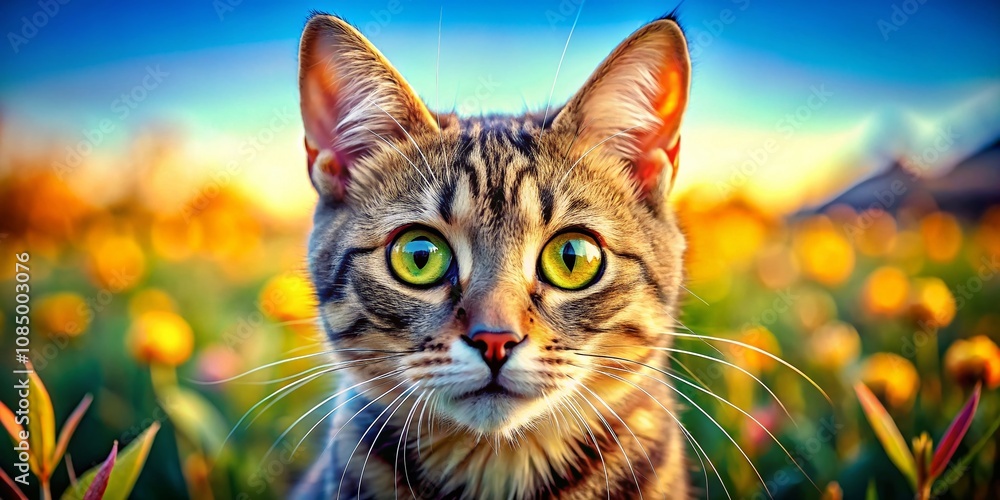 A Playful Cat with Bright Eyes Capturing the Essence of Curiosity and Wonder in a Minimalist Landscape Setting Perfect for Animal Lovers and Cat Enthusiasts A Playful Cat with Bright Eyes Capturing the Essence of Curiosity and Wonder in a Minimalist Landscape Setting Perfect for Animal Lovers and Cat Enthusiasts