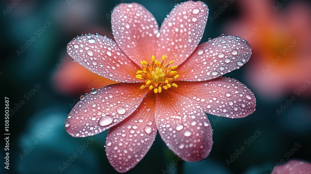 Pink Flower with Dew Drops Pink Flower with Dew Drops