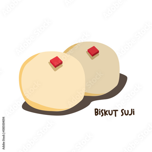 Vector illustration of famous Malaysian traditional Eid festive dessert, kuih Raya called biskut suji 