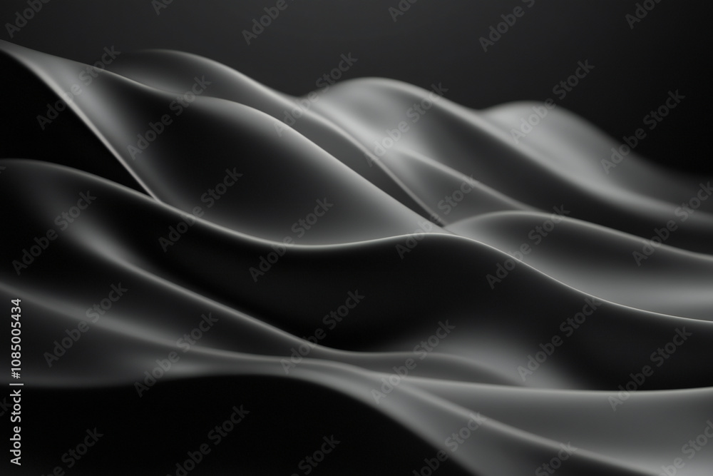 Obraz premium Abstract White Waves and Smooth Flowing Curves on a Monochrome Background