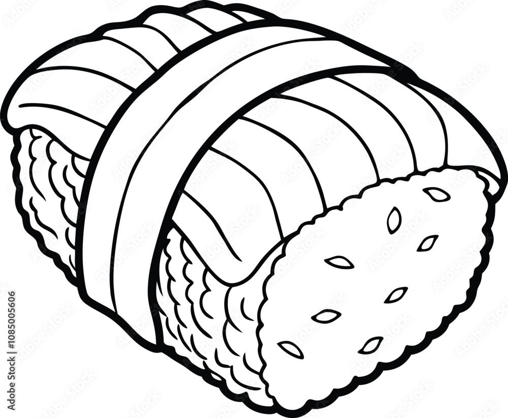 Fototapeta premium Sushi Food Line Art Vector Collection for Japanese Cuisine Illustrations
