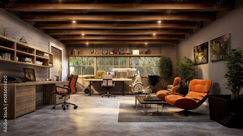 Modern Home Office with a Relaxing View Modern Home Office with a Relaxing View
