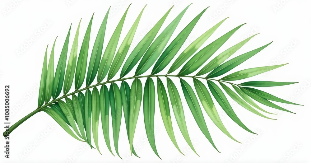 Fototapeta premium Tropical Palm Leaf Watercolor Painting Eco Friendly Art Natural Green Hues