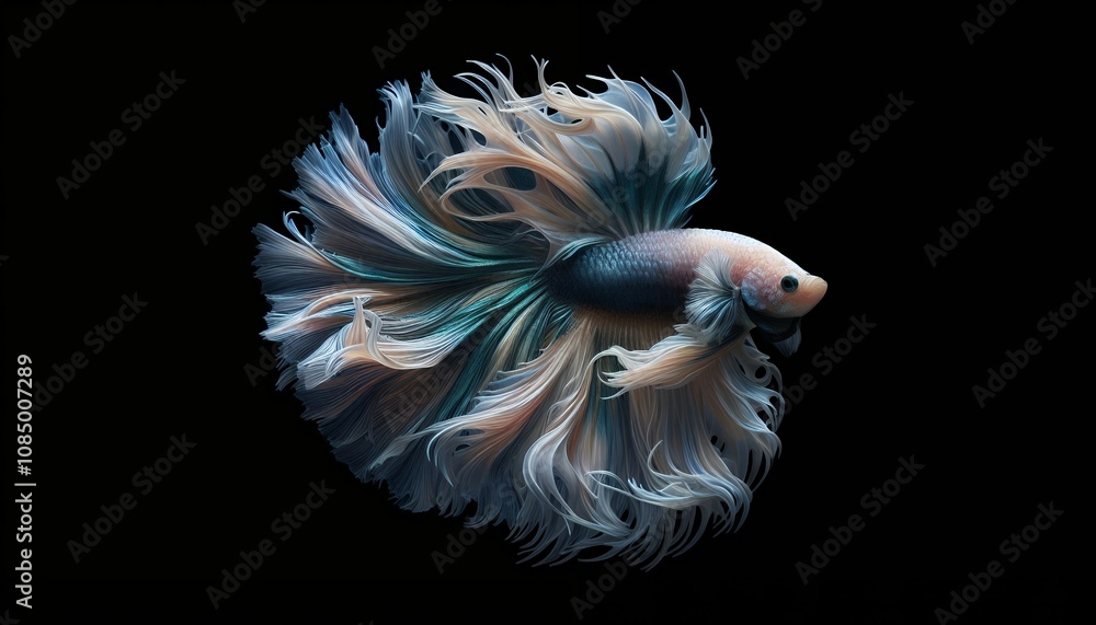 Ikan Cupang) Betta fish isolated on black background. Generative AI Ikan Cupang) Betta fish isolated on black background. Generative AI