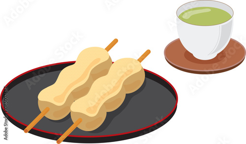 きな粉団子とお茶のセット