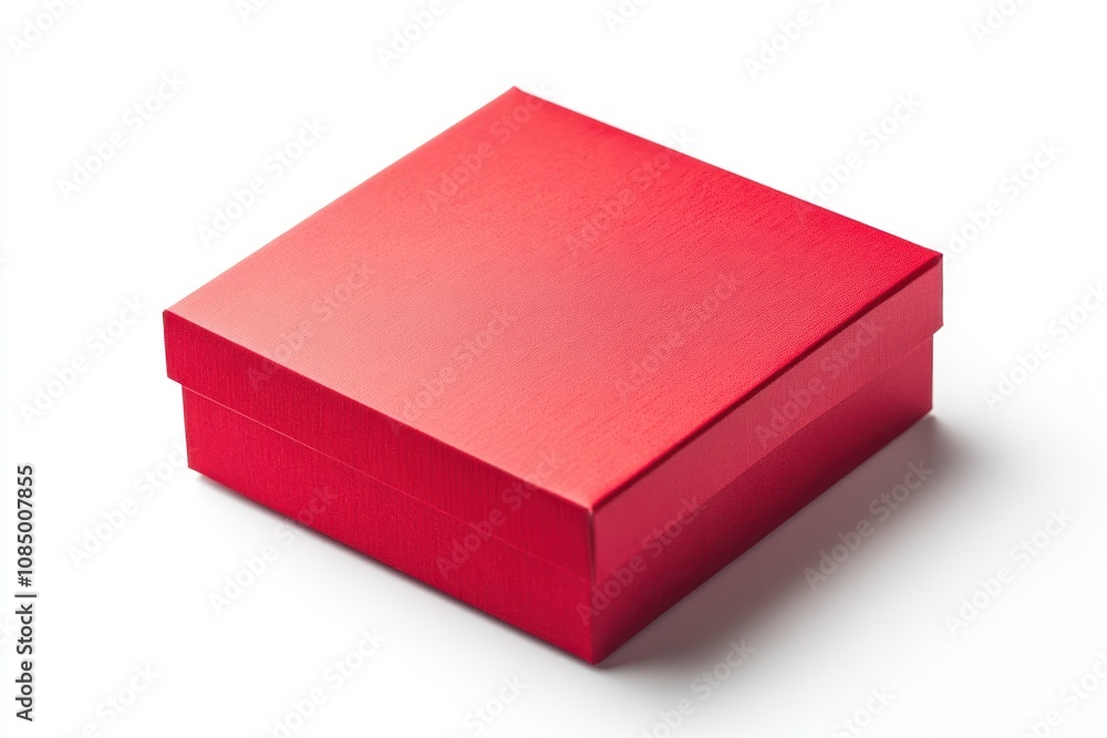 A closed red square gift box isolated on a white background. A closed red square gift box isolated on a white background.