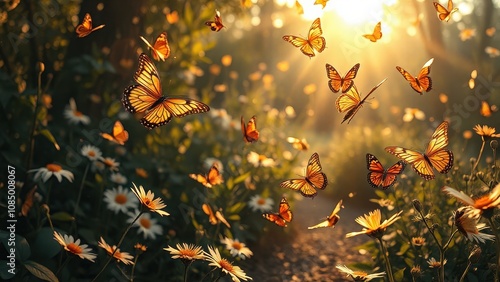 bunch of butterflies flying in the air