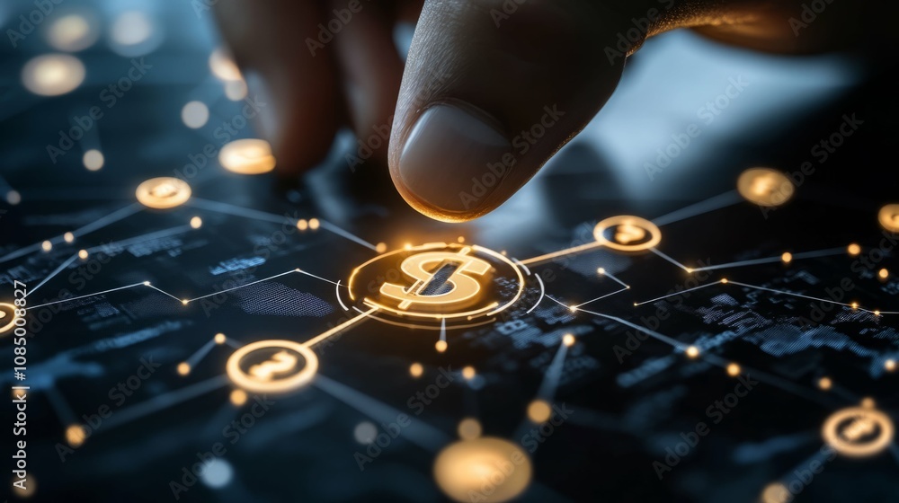 © Lush Diaries - A finger touches a digital dollar sign on a screen, representing financial technology and online transactions. © Lush Diaries - A finger touches a digital dollar sign on a screen, representing financial technology and online transactions.